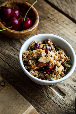 Healthy breakfast variety. Cereals with fruit.の写真素材