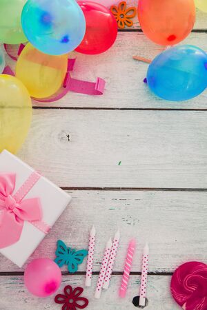 Birthday background. Birthday celebration with copy space. Birthday greeting cardの写真素材