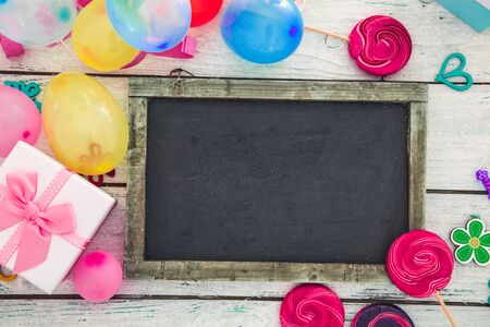 Birthday background. Birthday celebration with copy space. Birthday greeting cardの写真素材