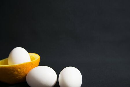 Eggs with an Orange Peelの写真素材