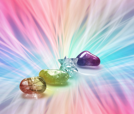 Radiating Rainbow Healing Crystalsの写真素材