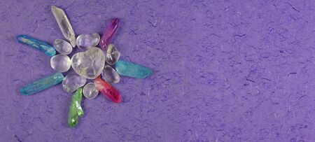 High Resonance Healing Crystals Message Banner - randomly scattered tumbled multi coloured healing...