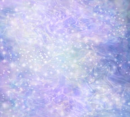 Ethereal Glittering Celebration Warm Background - peach lemon flesh pink colours with bokeh effect and transparent wavy random lines and random starburst sparkles providing copy space for a special occasionの写真素材