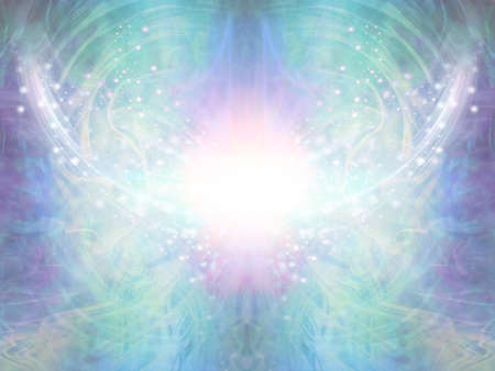 Sacred Spiritual Healing Light Background - shimmering sparkling brilliant white light centre with...