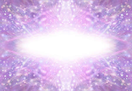 Beautiful pink feminine sparkling spiritual background - white centre with radiating symmetrical pink and lilac coloured pattern ideal for celebrations new year Christmas and new baby birthdayの写真素材