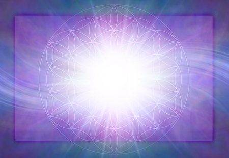 Purple Flower of Life Award Diploma Certificate Template - a central white light burst with a faint...