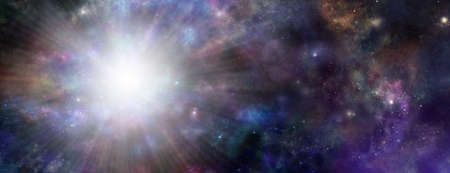 Phenomenal Deep Space Light Event - Celestial dark blue outer space night sky background with a...