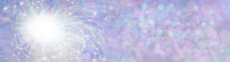 Pale Lilac Surprise Message Banner Background - rotating white light explosion on left against wide...