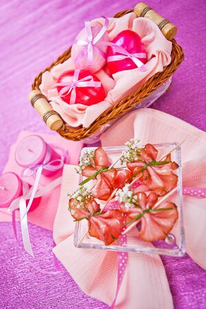 decorated piece of ham on the tableの写真素材