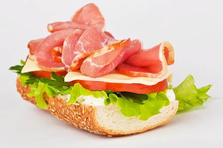 sandwich of ham lettuce and tomatoの写真素材