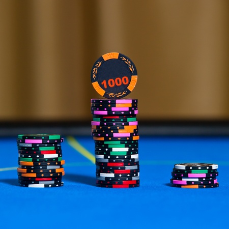 Gambling chips on casino tableの写真素材