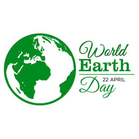 Typographic design for Earth Day. Concept Poster With Green Leaves. Vector Template. with white background.のイラスト素材