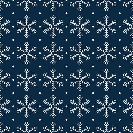 Blue seamless snowflake pattern. Christmas vector background. White snowflakes on a blue background. Pattern swatches included in eps-file, for your convenient use.のイラスト素材