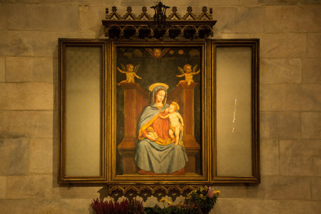 Milan, Italy - September 05, 2017: The interior of the Duomo of Milan. Icon on the wall inside the Cathedral of Milan.のeditorial素材