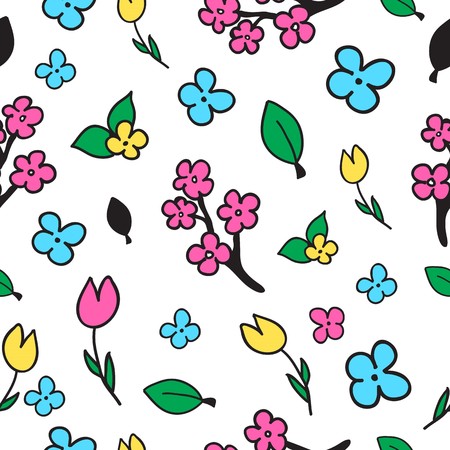 Seamless vector pattern background. Floral vector pattern drawn by hand.
