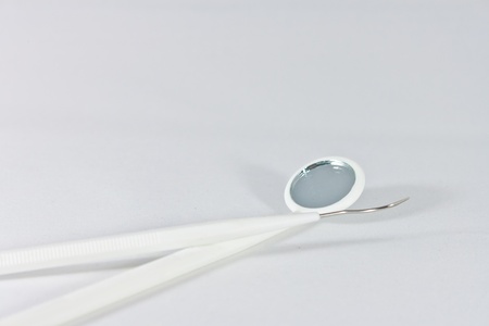 Set of metal medical equipment tools for teeth dental care の写真素材