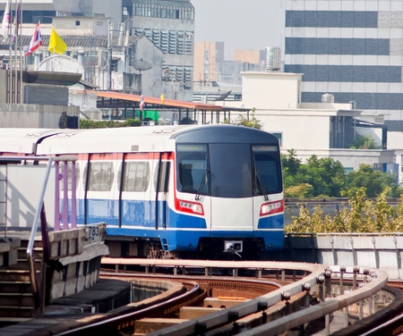 Sky train in Bangkok with building construction. のeditorial素材