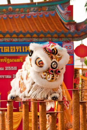 BANGKOK,/THAILAND-JANUARY 20:  lion dance dressing during parade in Chinese New Year Celebrations on January 20, 2013 in BANGKOKのeditorial素材