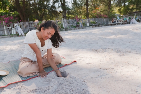 Thai Girl Portrait Young woman on the beach の写真素材