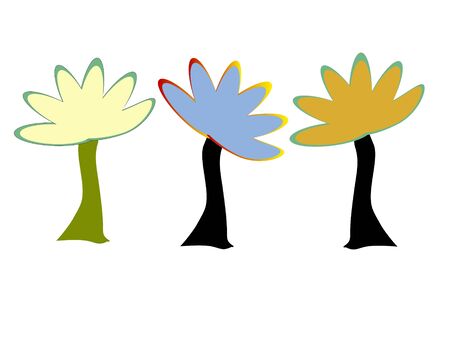 Painting trees on backgroundの写真素材