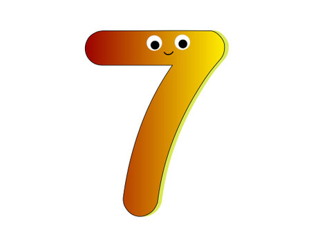 number seven emoticon over white background. colorful design. vector illustration