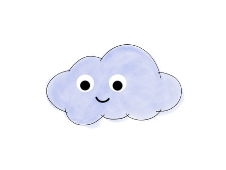 Cute cartoon cloud isolated on white background. Watercolor illustration.の写真素材