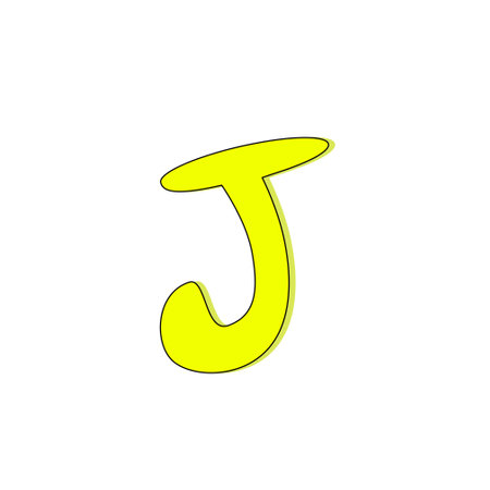 Vector yellow letter T isolated on white background. Hand-drawn illustration.の写真素材