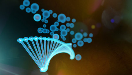 Digital illustration of a dna in colour background. 3D renderingの写真素材