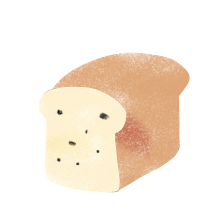 Illustration of a piece of bread with mold on a white backgroundの写真素材