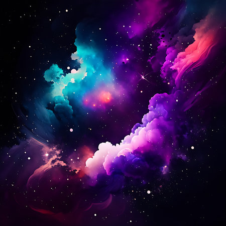 Cosmic space background with stars and nebula. Vector illustration.の素材