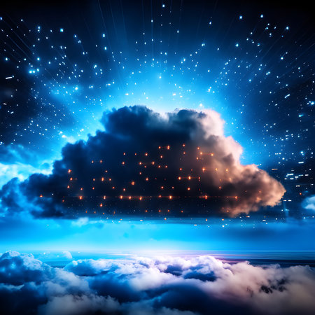 Clouds and stars on the background of the night sky. Vector illustrationの素材