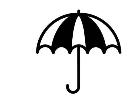 Umbrella icon. Black and white vector illustration isolated on white background.の素材