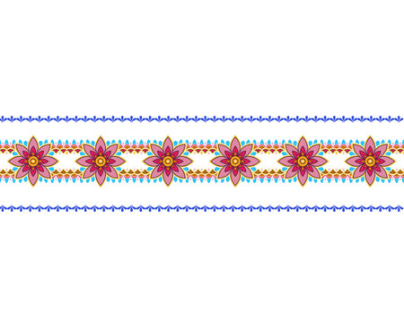 Seamless pattern with ethnic ornaments. Colorful ethnic background.の写真素材