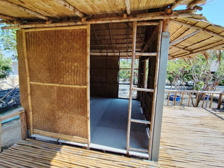 Tropical hut made of bamboo in the island of Baliの写真素材