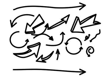 Hand drawn arrows. Vector illustration in doodle style. Hand drawn arrows.の写真素材