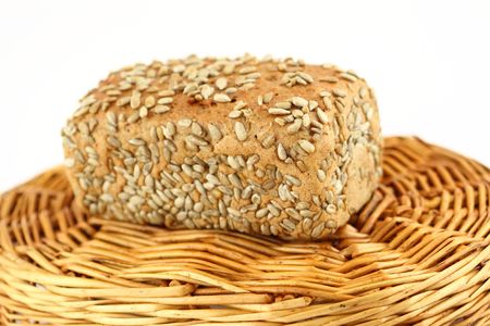 fresh bread isolated on whiteの写真素材