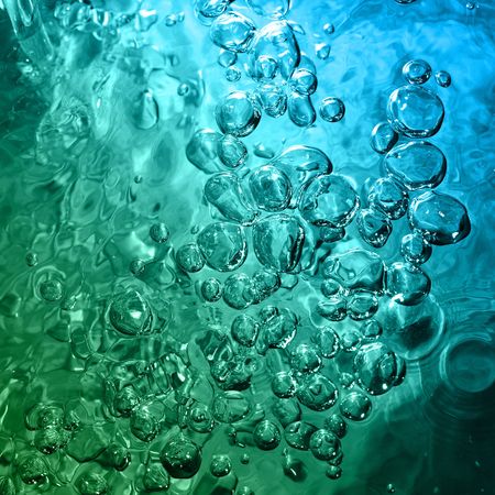 abstract blue water with bubbles