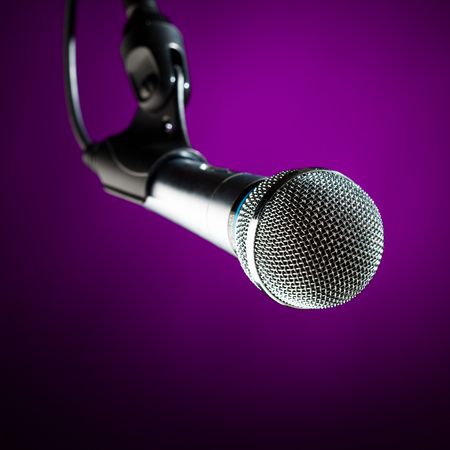 microphone against the purple backgroundの写真素材