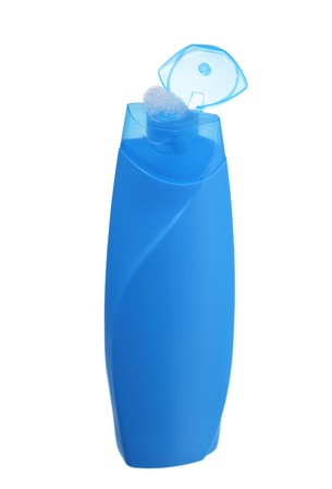 blank bottle of shampoo isolatedの写真素材