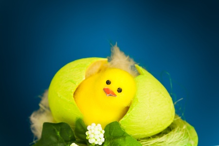decorative easter chicken and copy-space