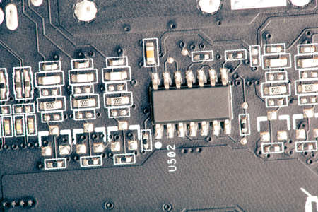 printed circuit board, closeup view