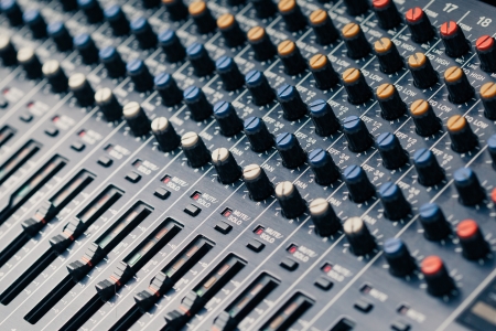 studio mixer knobs and fadersの写真素材