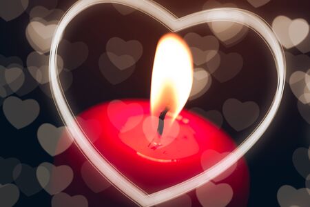 candle with heartの写真素材