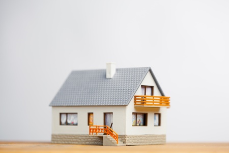 classic house model on grey backgroundの写真素材