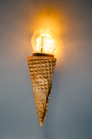 led lamp in ice cream cone, innovation concept