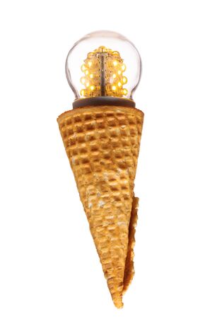 led lamp in ice cream cone, innovation conceptの写真素材