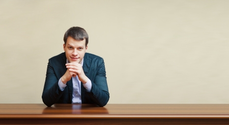 handsome business man on a deskの写真素材