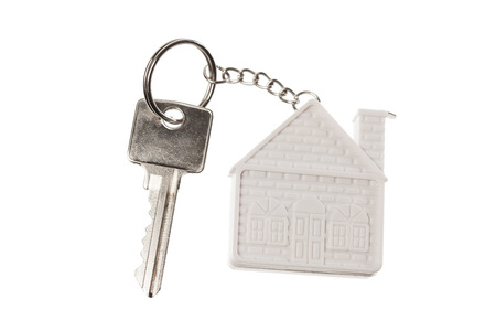 house keychain, isolated on whiteの写真素材