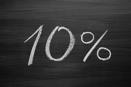 10-percent header written with a chalk on the blackboardの写真素材
