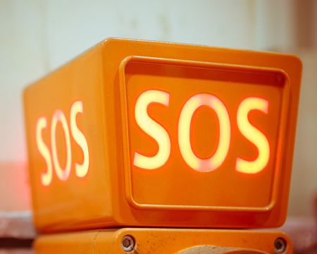 orange sos sign, closeup viewの写真素材